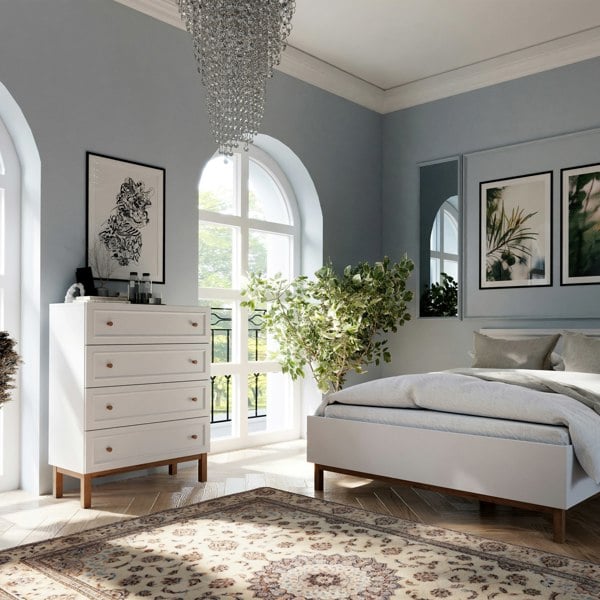 Furniture To Go Wensley 4 Drawer Chest in Light Grey and Oak