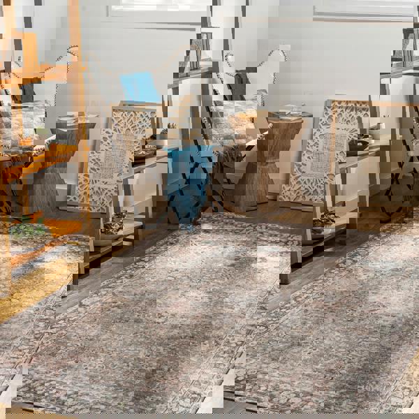 Livabliss Colin-Washable Brown Orange Grey Traditionnal Vintage Boho Rug