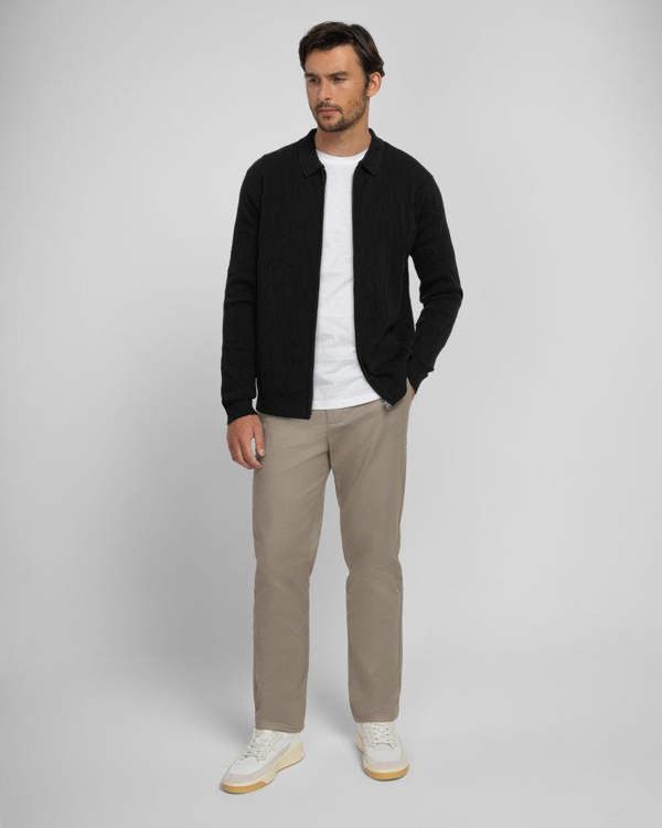 Steel & Jelly Aston - Geometric Knitted Zip-Through Cardigan