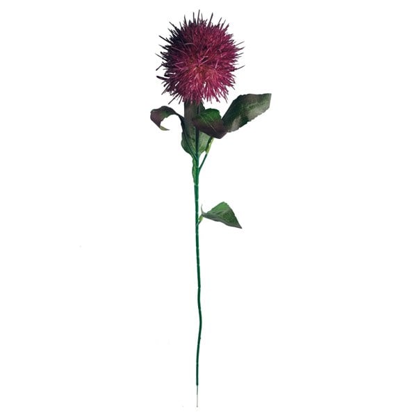 Leaf Pack of 6 x 70cm Globe Thistle Purple Ball Artificial Flower Stem