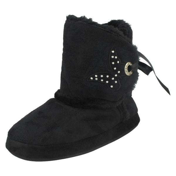 Spot On Girls Spot On Ribbon Slipper With Butterfly Motif