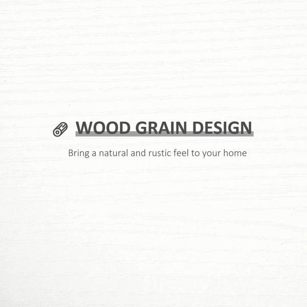 Wood grain design graphic for white U-shaped floating shelves