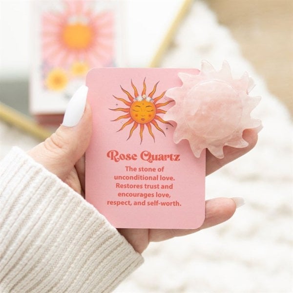 Serano Rose Quartz Crystal Sun Keepsake Stone in a Box