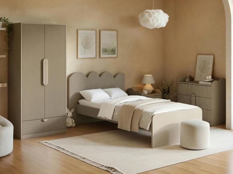 Flair Calista Ribbed Wardrobe 2 Doors with Drawer