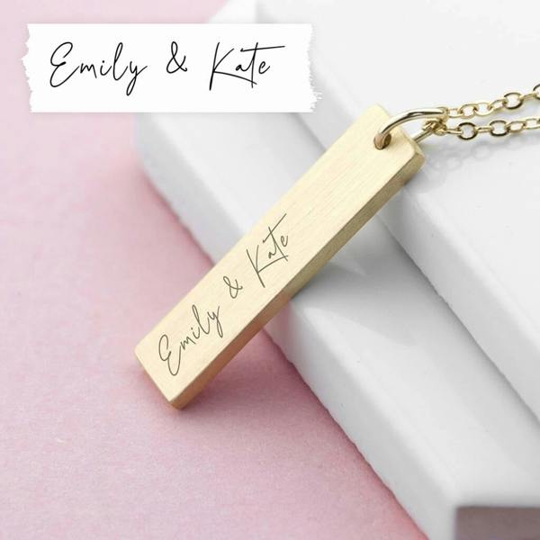 Personalised Handwriting Bar Necklace - lifestyle shot