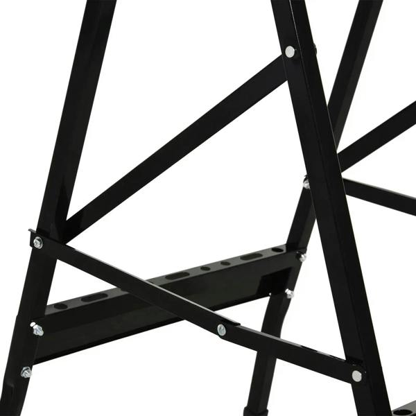 Black folding stand base with multiple holes and cross braces for clamp table