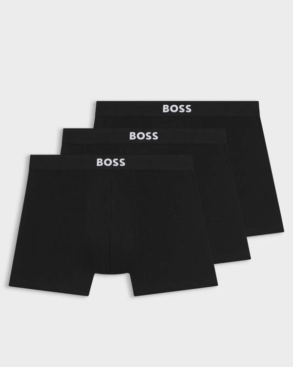 BOSS Orange 3-Pack Mens Stretch Cotton Boxer Briefs - Black 001