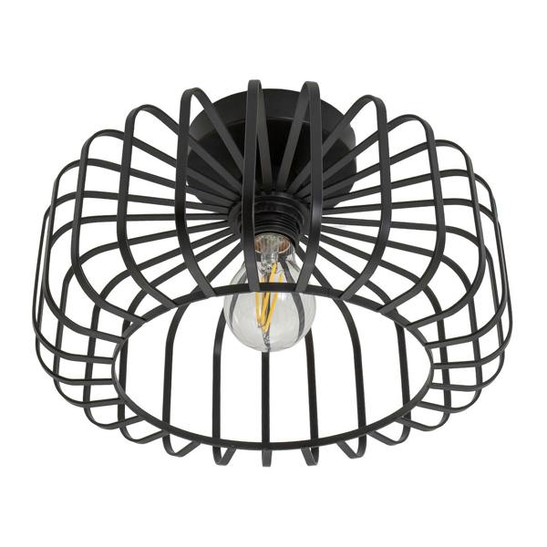 Industrial Cage Designed Matte Black Metal Semi Flush Ceiling Light Image 4