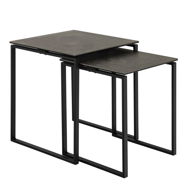 Furniture To Go Katrine Square Coffee Table Set in Ceramic Black