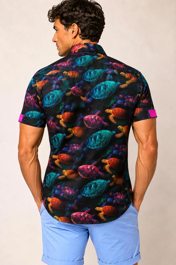 Claudio Lugli Sea Turtle Odyssey Print Short Sleeve Shirt