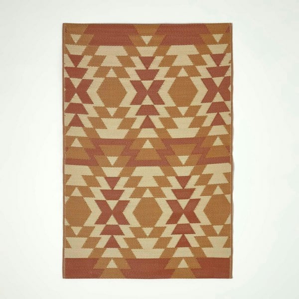 HOMESCAPES Outdoor Rug Luxury Waterproof Reversible Recycled, For Garden, Anya Aztec