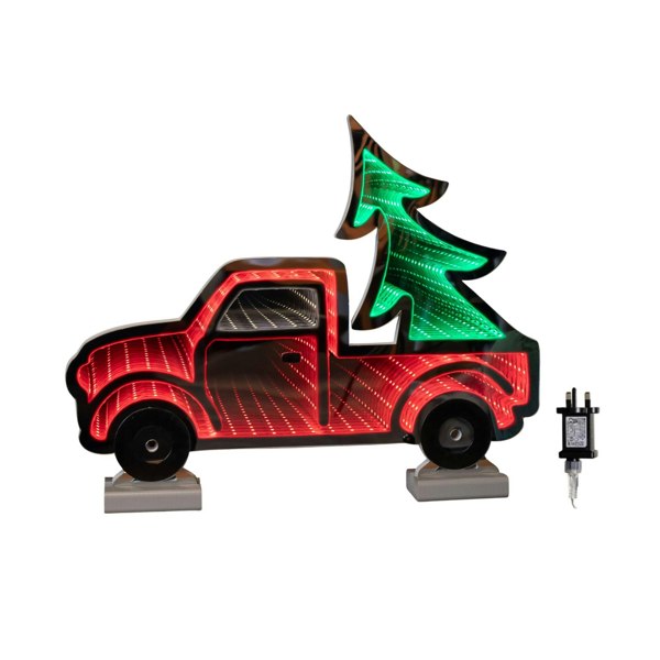 Samuel Alexander 40cm Infinity Light up Christmas Truck Decoration with Red & Green LEDs on Wooden Base