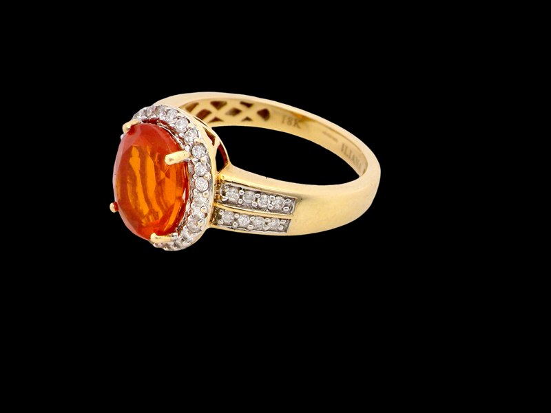 Fire Opal and Diamond  Ring