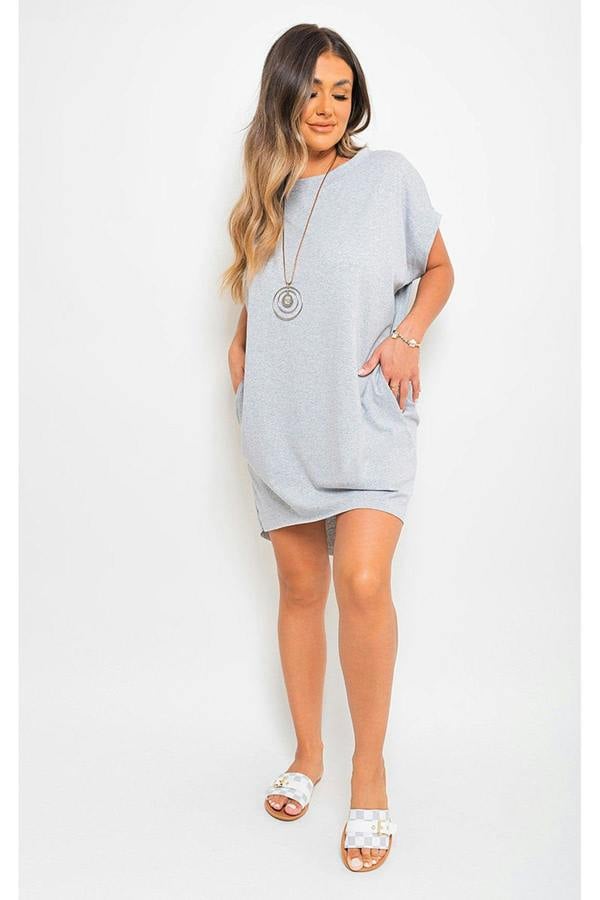 Esme Short Sleeve With Front Pockets Top - Grey