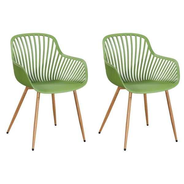 Core Products 3 Piece Bistro Garden Set, Pair Of Sunray Armchairs & Square Metal Folding Table, Moss Green With Wood Effect Legs