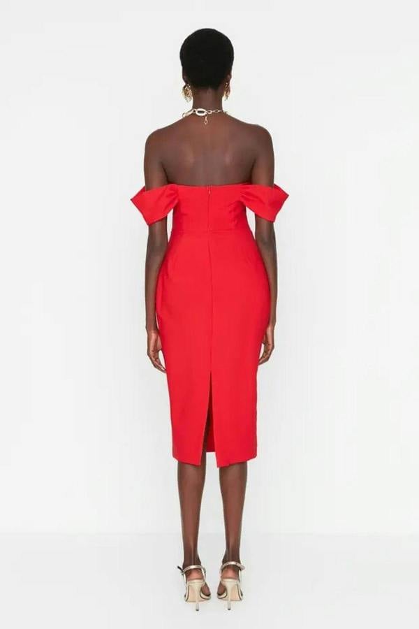 WOVCOR Corset Detail Woven Elegant Evening Dress