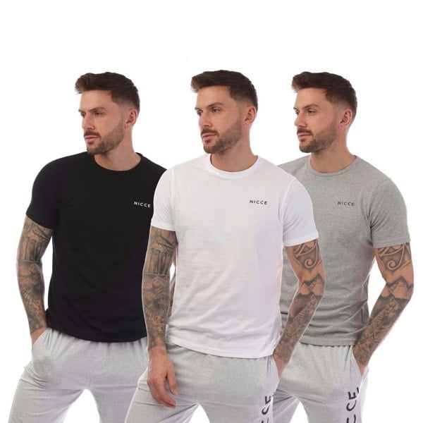 Nicce Mens Sully T-Shirt (Pack of 3) - Black/Grey/White