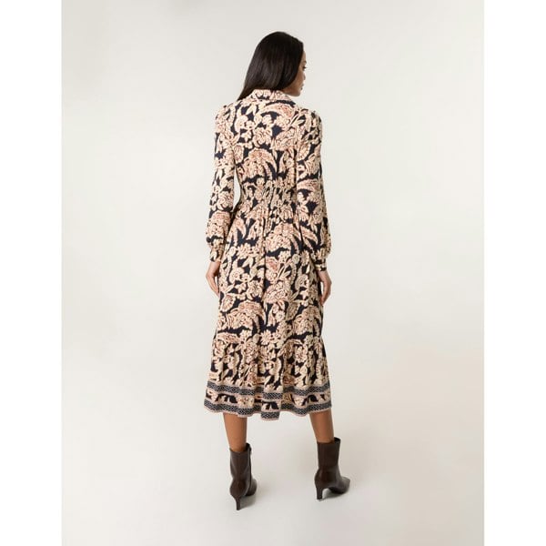 Blue Vanilla Border Print Shirt Dress