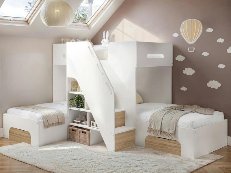 Flair Mason Staircase Triple Sleeper with Storage White