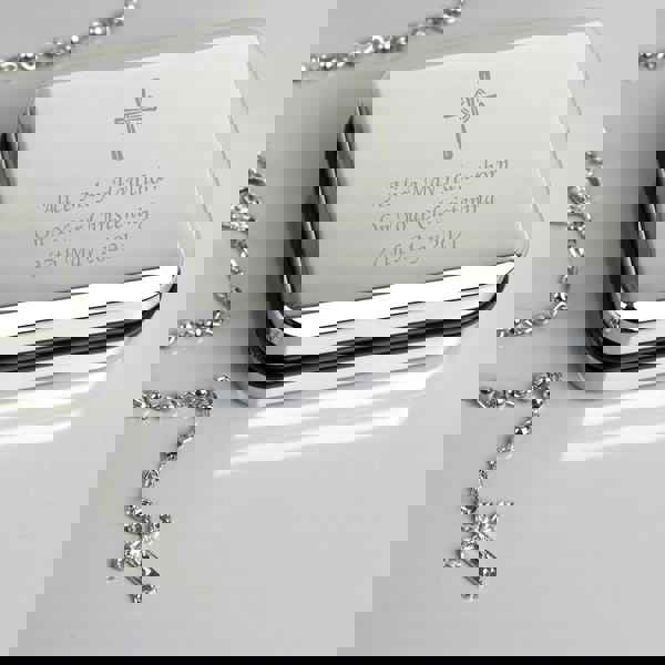 Personalised Memento Company Personalised Rosary Beads and Cross Trinket Box