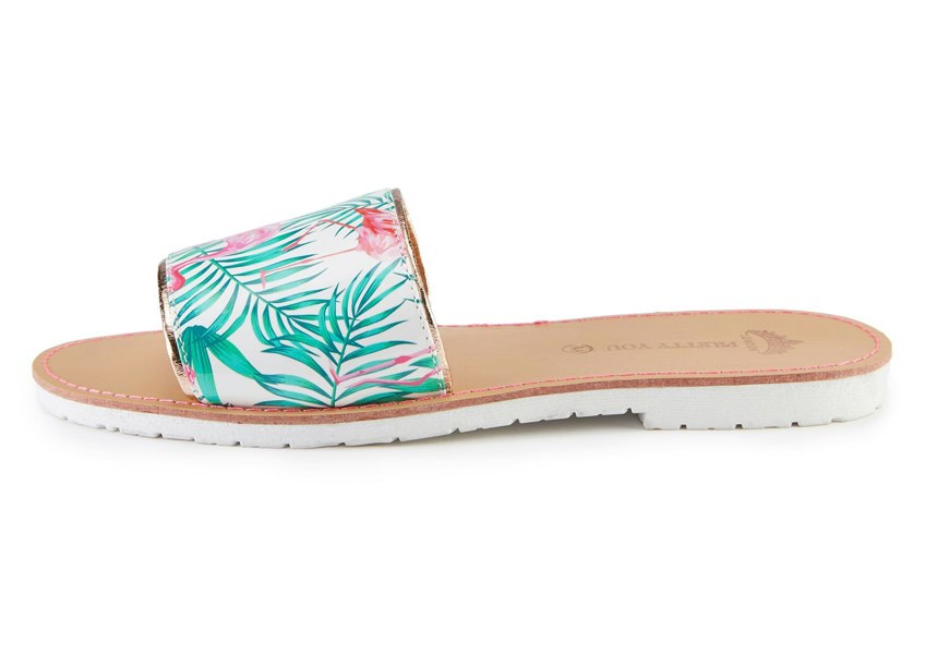 Pretty You London Flamingo Printed Slide and Clutch Set