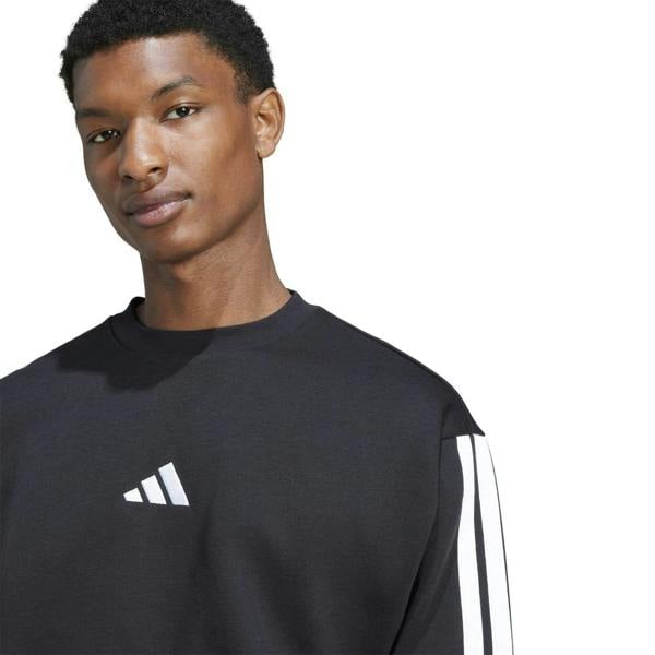 Adidas Mens Essentials 3 Stripes Fleece Sweatshirt - Black/White - 