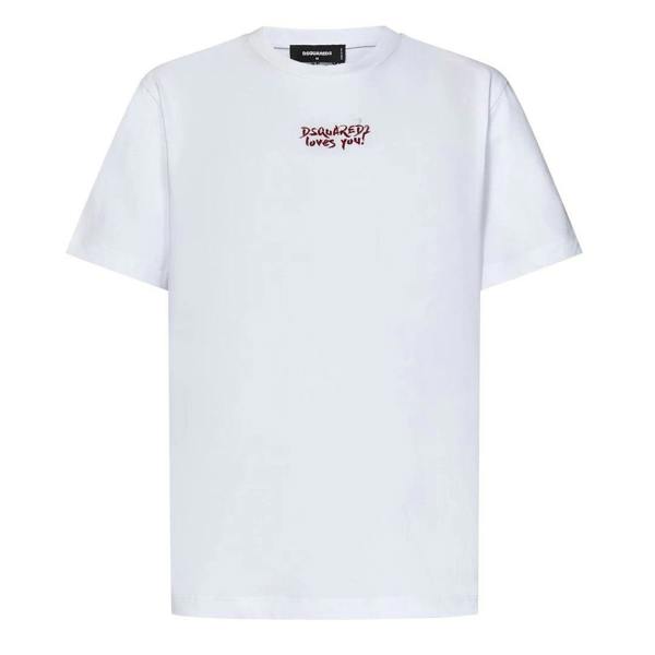 DSquared2 Mens Loves You Logo T-Shirt - White - 
