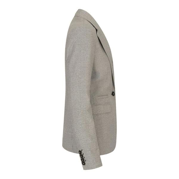 House of Cavani Women's Beige Tweed Tailored Fit Wool Blend Blazer