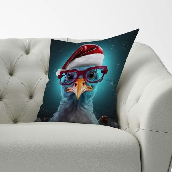 Warren Reed Turkey Wearing A Santa Hat Cushions