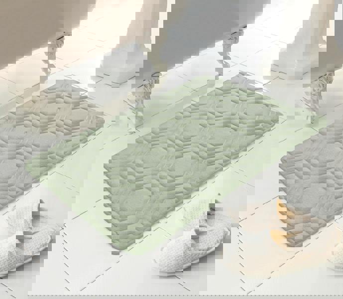 Country Club Geo Design Sage Bath Mat