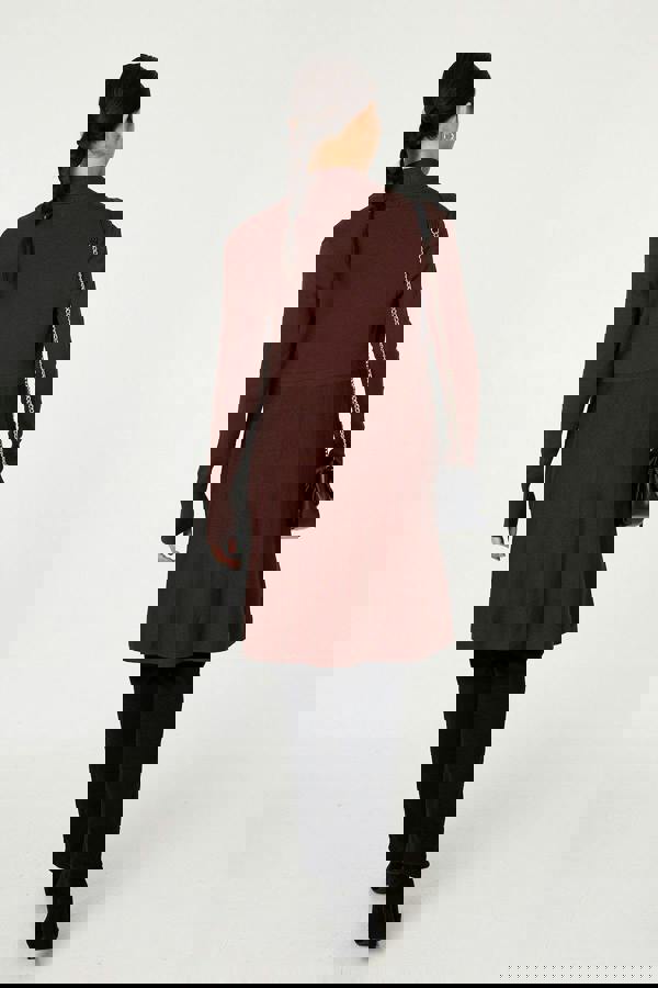 Brown | Open Front Longline Relaxed Cardigan