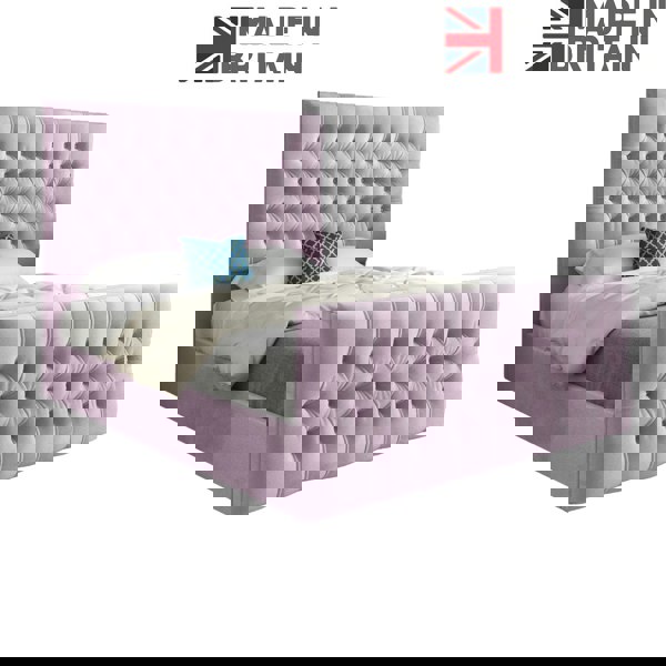 Casa Magna Novara Upholstered Soft Velvet Bed Frame - Pink