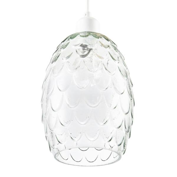 Modern Clear Embossed Glass Pendant Light shade with Scalloped Pattern Image 5