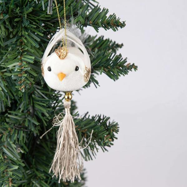 7 x 13cm White Robin Christmas Hanging Decorations, Set of 3 Festive Bird Ornaments image 3