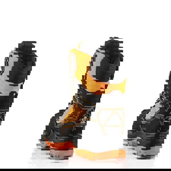 Buckbootz BVIZ1 Mens Zip Up S7S Composite Safety Ankle Boots, safety work boot with black and orange design, featuring a zipper for easy wear and durable construction.