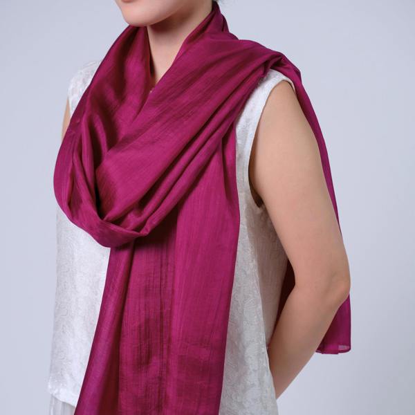 Plum Magenta Silk Scarf – Hand-Dyed Mulberry Silk, Evening & Eid Wrap