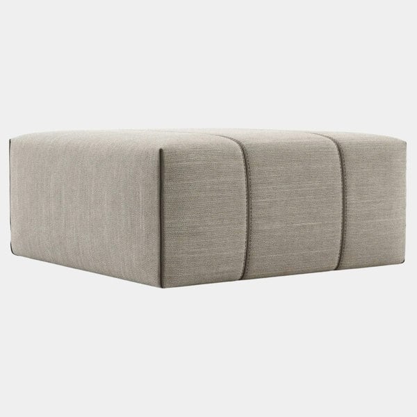 Domkapa Textured Weaved Pouf with Velvet Piping