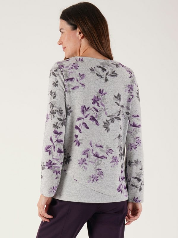 TIGI-Wear Floral Print Curved Hem Top
