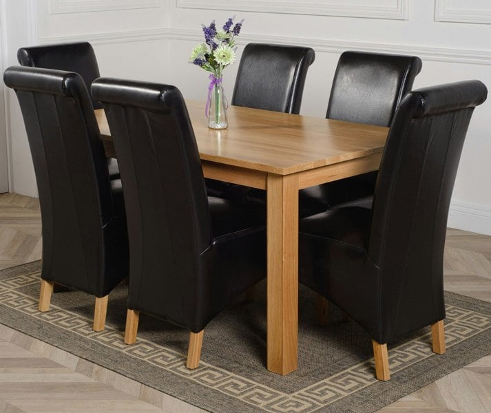 That's Furniture Oslo 150 x 90cm Medium Oak Dining Set with Montana Leather Chairs