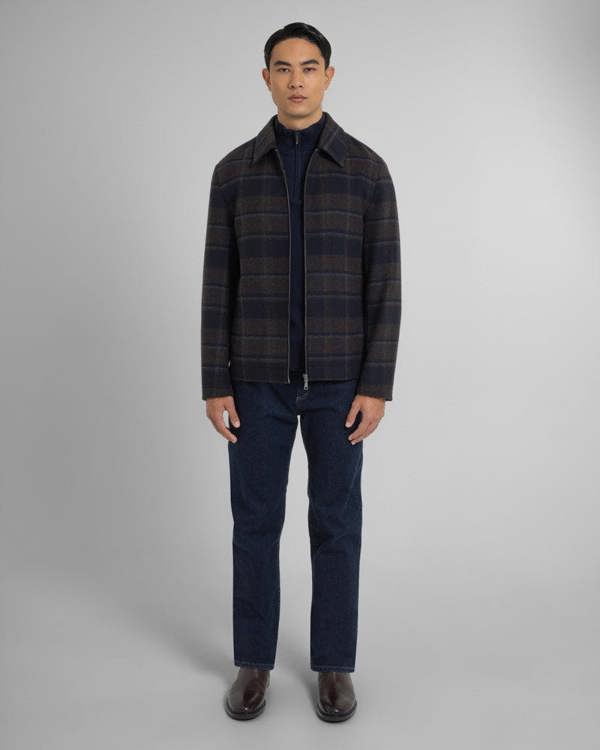Steel & Jelly Malham - Check Wool Blend Harrington Jacket