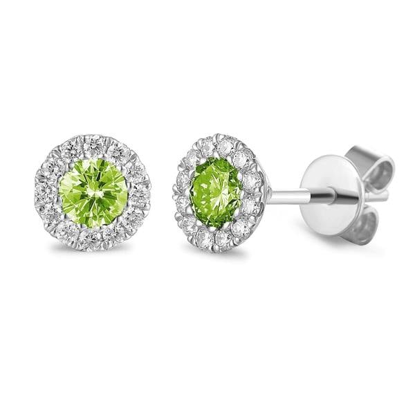 Sarah Layton Peridot & Diamond Cluster Stud Earrings - White Gold - NTE409PERD-9W