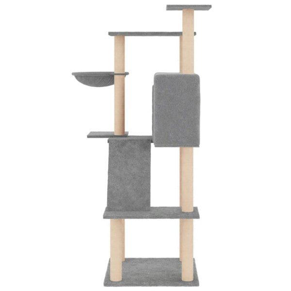 Berkfield Cat Tree with Sisal Scratching Posts Light Grey 143 cm