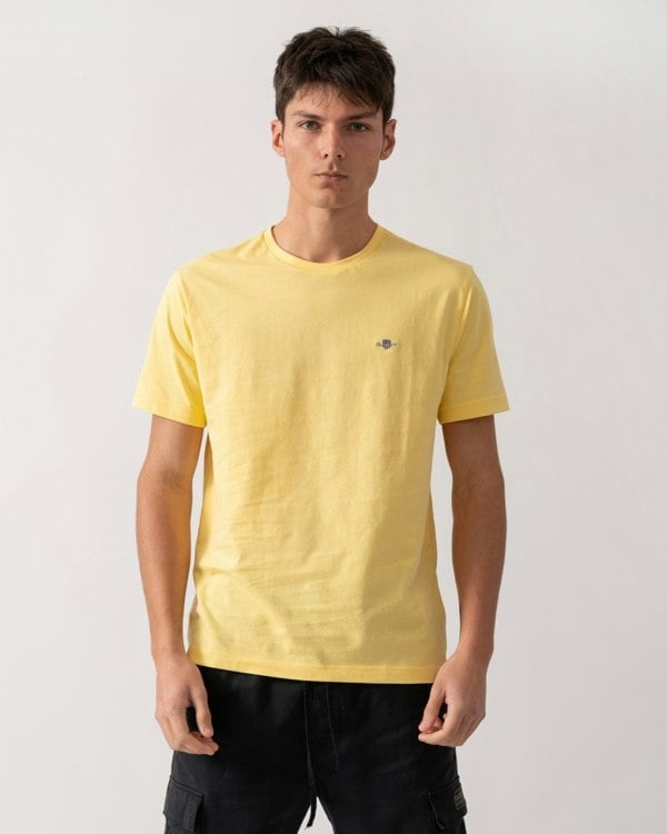 GANT Mens Regular Fit Short Sleeve Shield Logo T-Shirt - 714 Banana Yellow