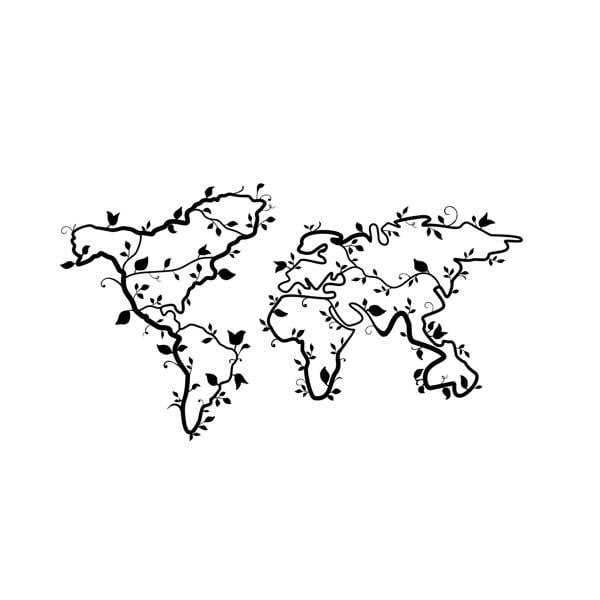 Decortie Modern Metal Wall Art Ivy World Theme Home Ornament Decorative Minimalist Design Hanging Wall Sculpture, Black