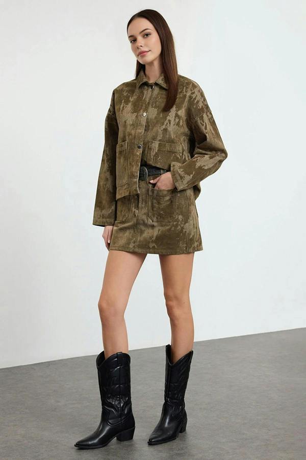 WOVCOR Suede-Look Denim Jacket