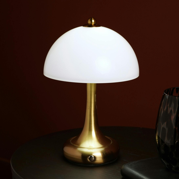 Hestia Bronze Domed Opaque Glass USB LED Touch Table Lamp