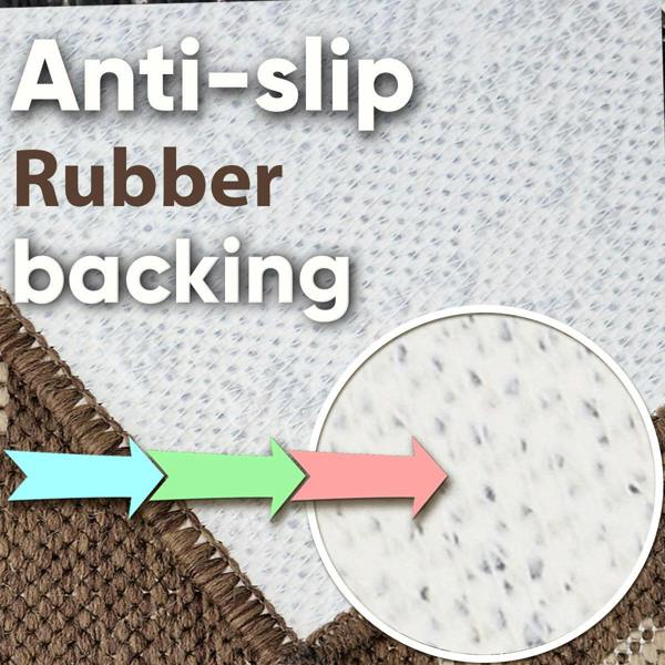Non-Slip Natural Brown Kitchen Rug Coffee Pattern Flat Weave Sisal Look Area Mat and Runner