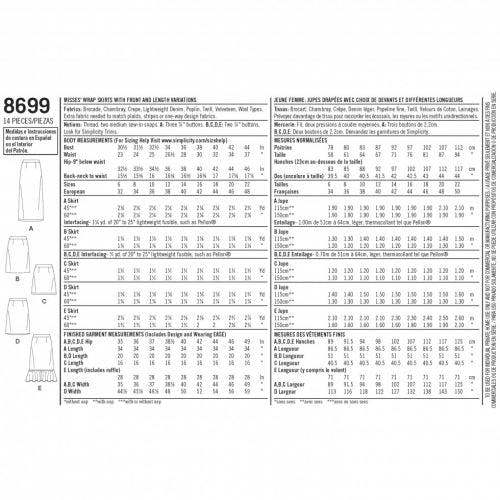 Simplicity Sewing Pattern 8699, Skirts for Women, H5 (6-8-10-12-14) - Easy