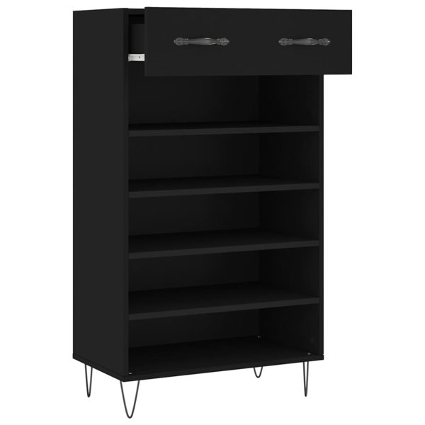 Berkfield Shoe Cabinet Black 60x35x105 cm Engineered Wood