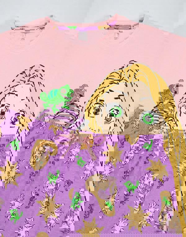 Disney Womens Pink Tangled Short Sleeve Long Leg Pyjama Set